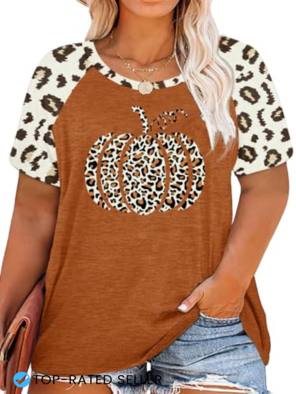 Plus Size Fall Graphic Tee Halloween Pumpkin Shirt Short Sleeve